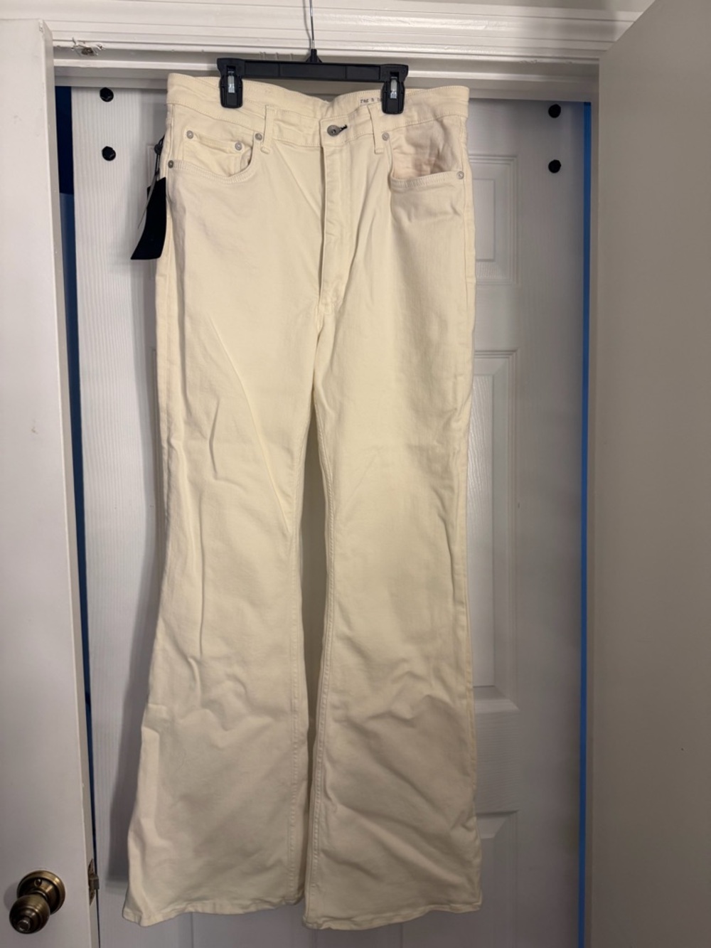 rag & bone Cream High-Rise Flare Jeans